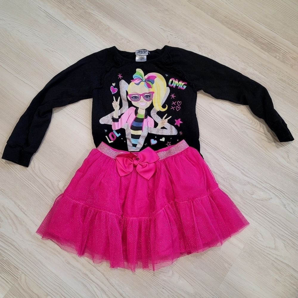 ♥️5 For $25 Girls JoJo Siwa Tulle Puffy Skort with Pullover Matching set siz…